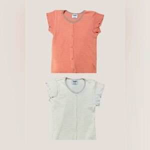 Girls XL Summer Top Bundle (2 Tops) | Cream + Coral | Colorful Planet